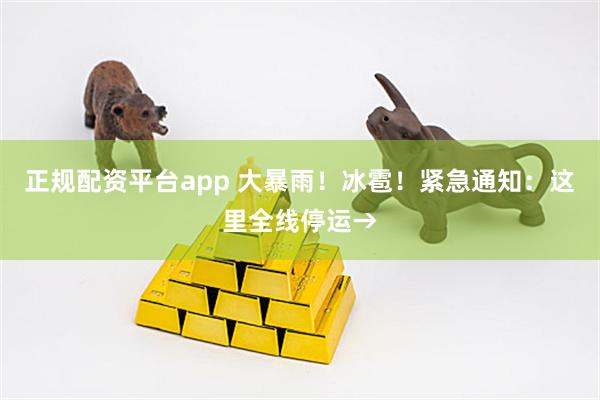 正规配资平台app 大暴雨！冰雹！紧急通知：这里全线停运→