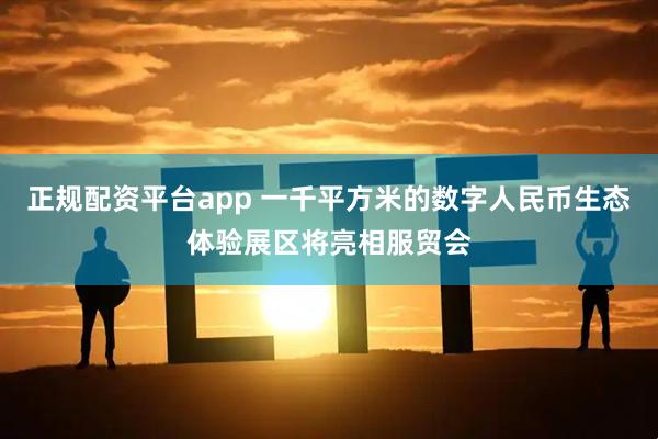 正规配资平台app 一千平方米的数字人民币生态体验展区将亮相服贸会
